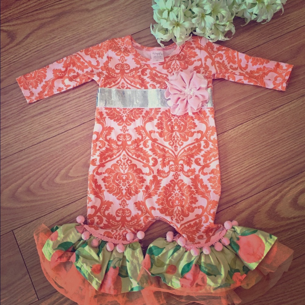 Adorable Giggle Moon Shortall Romper Outfit